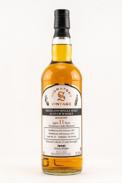  Ballechin 2007/2019 Signatory Cask Strength by Kirsch Bordeax Cask 11y 55,7 %Vol Only for Germany