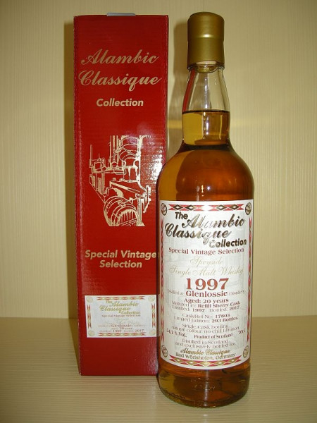 Alambic Classique Glenlossie „Refill Sherry Cask“ Jahrgang 1997, 20 years old, Speyside 54,2 %Vol (Whisky)Zurück Zurücksetzen Löschen Kopieren Speichern Speichern und weiter bearbeiten Bilder