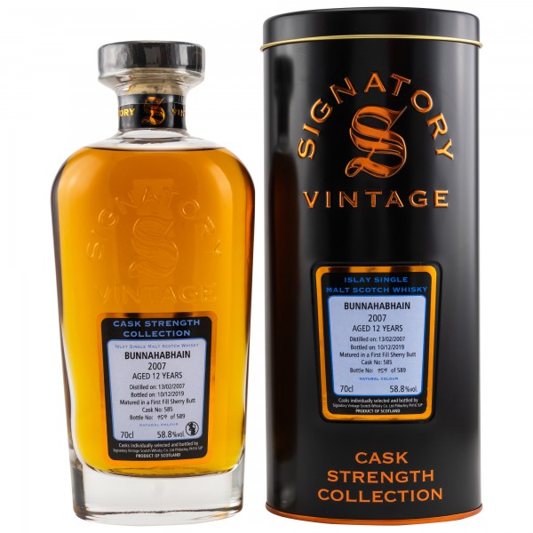Bunnahabhain 2007/2019 First Fill Sherry No. 585 Signatory Cask Strength 58,8 %Vol 12y