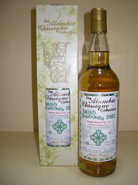 Alambic Classique Irish Diamonds „Batch No. 14“ „Bourbon Barrel“ Jahrgang 2002, 16 years old, Irish Single Malt Whiskey 56.1 %Vol 