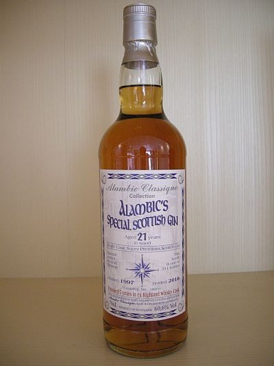  Alambic’s Special Scottish Gin „Highland Whisky Cask“ Jahrgang: 1997, 21 Jahre alt, Old Single Cask Super Premium Gin, Scotland 60,6 %Vol 