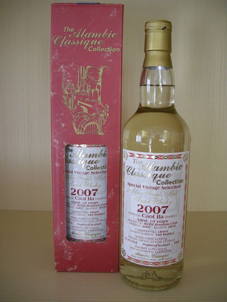 Alambic Classique Caol Ila „Refill Bourbon Cask“ Jahrgang 2007 10 years old Islay North Shore 51,9 %Vol (Whisky)Zurück Zurücksetzen Löschen Kopieren Speichern Speichern und weiter bearbeiten