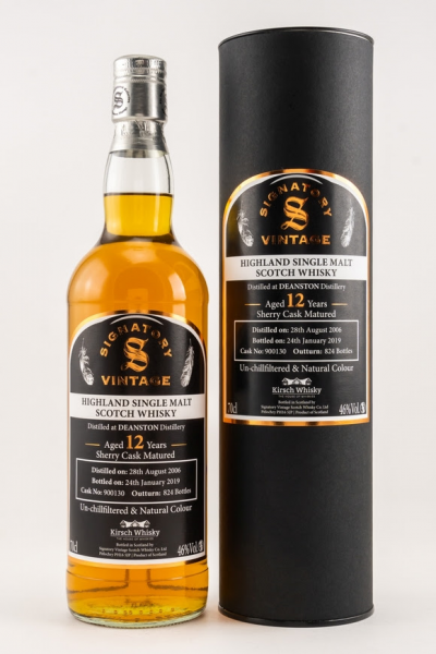 Deanston 2006/2019 Signatory Un-Chillfiltered by Kirsch 12y 46 %Vol Sherry Cask 824 Flaschen only fo